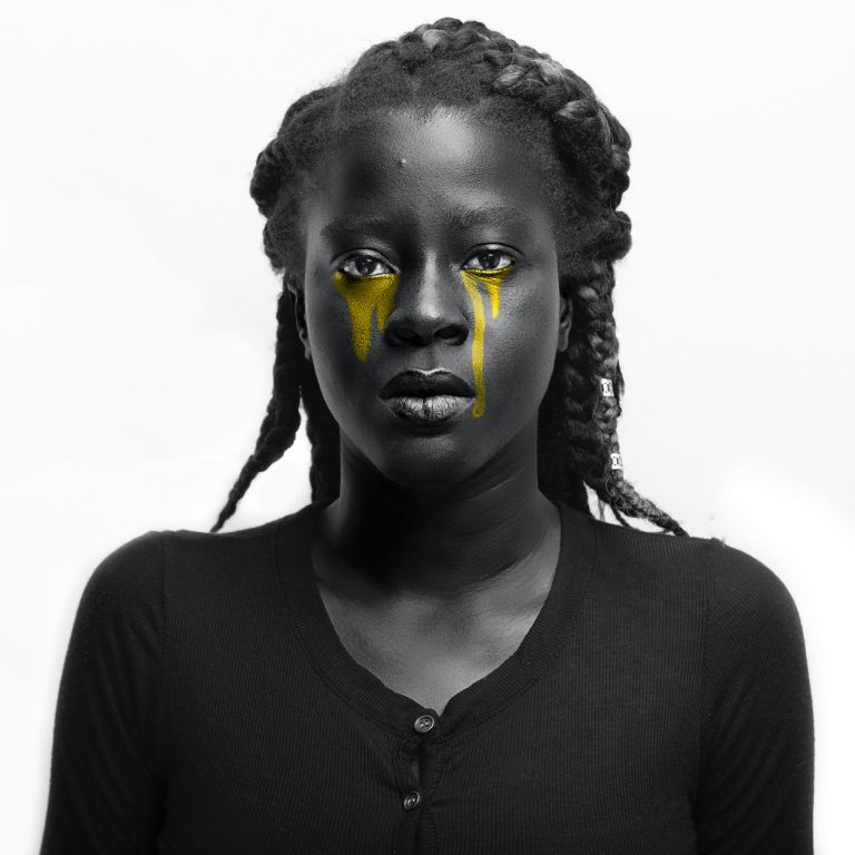 Beautiful african american woman crying